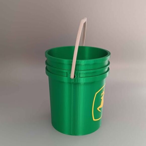 Mini 3D Printed Bucket John Deere Pen Holder Desk Organizer - Picture 2 of 5